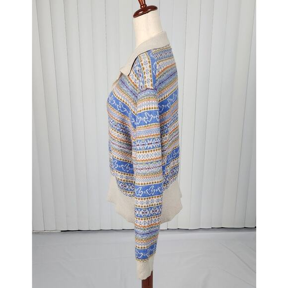 J. Crew Collared Fair Isle Sweater Lambswool Blend Long Sleeve Size Large - Picture 2 of 10